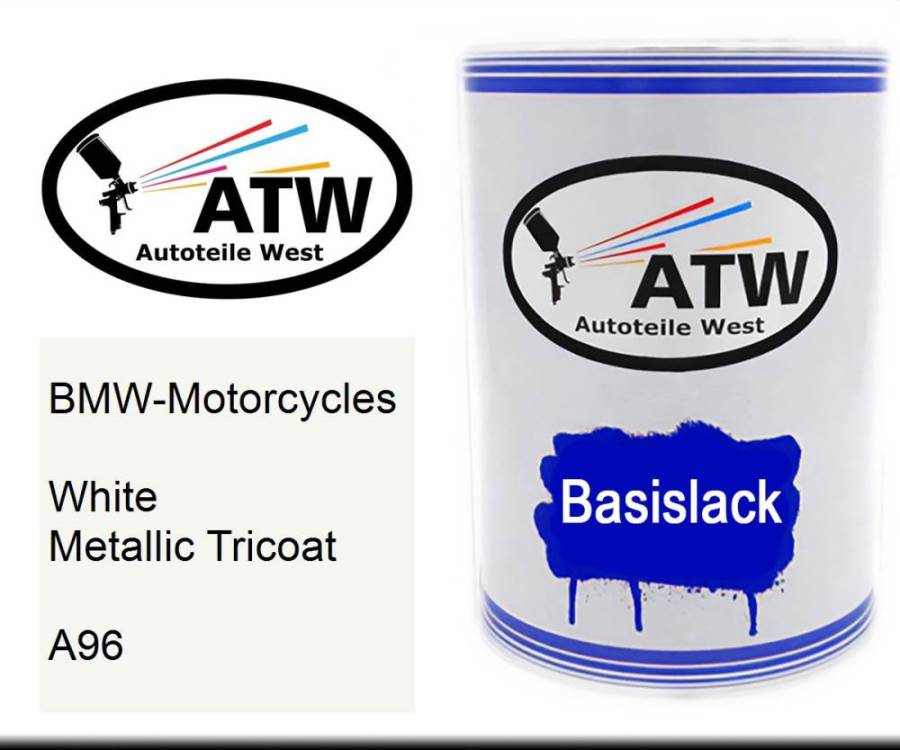 BMW-Motorcycles, White Metallic Tricoat, A96: 500ml Lackdose, von ATW Autoteile West.